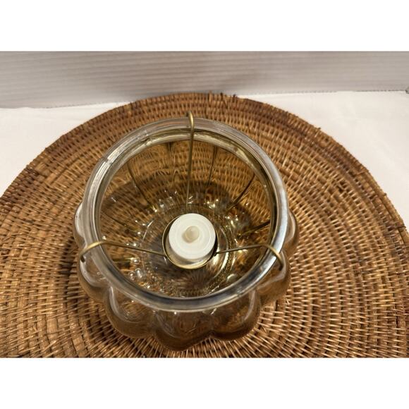 Amber Colored Glass Pumpkin 5” Tea Light Holder - Fall Autumn Harvest Decor - Picture 2 of 8